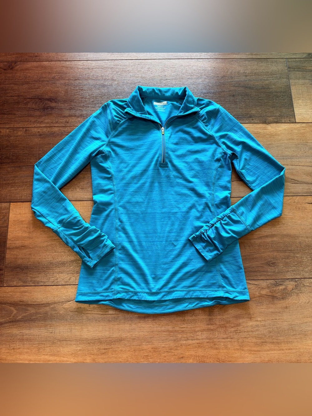 Kirkland Signature Teal Quarter-Zip Long Sleeve Performance Top